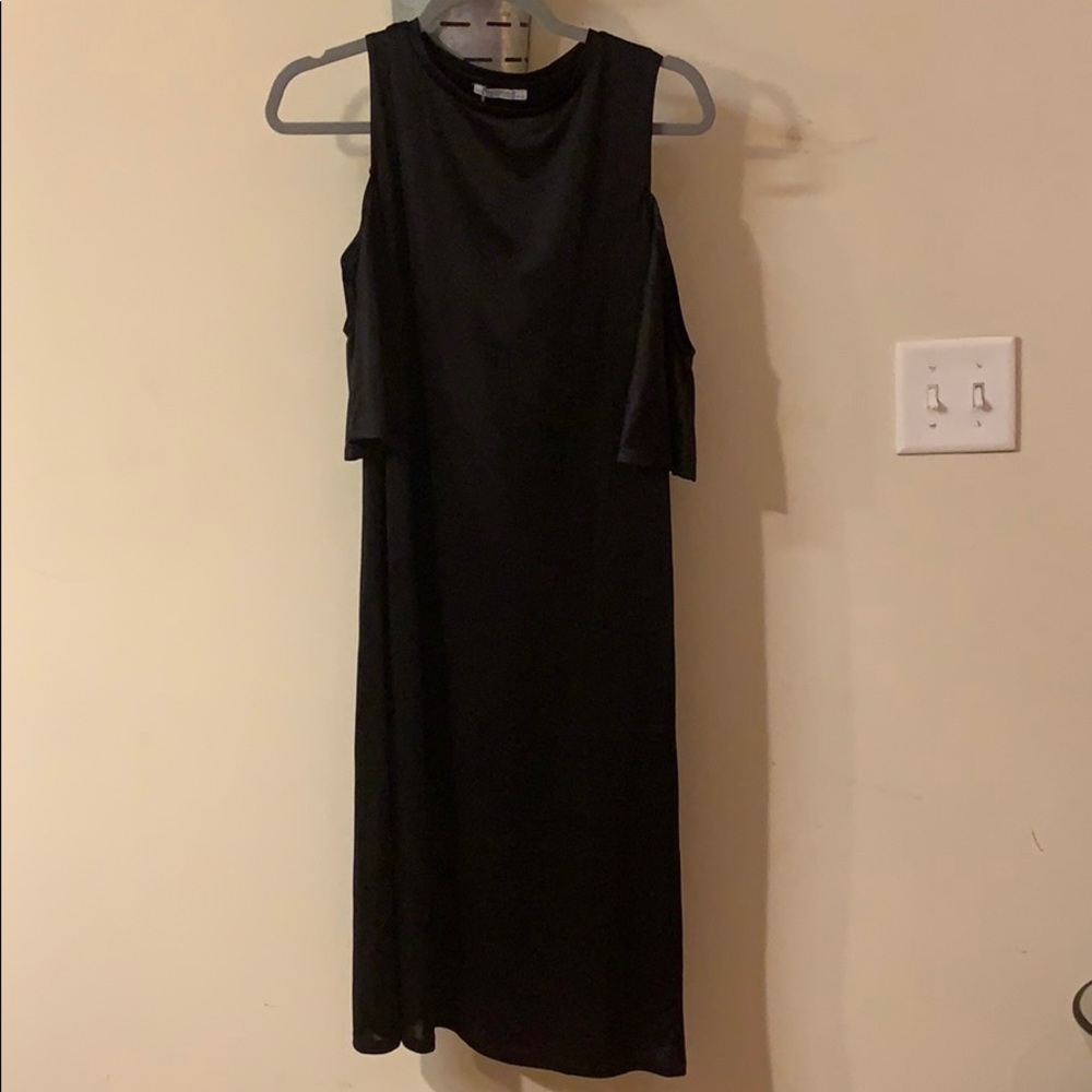 Black cold shoulder dress